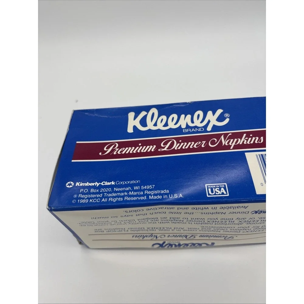 New Vintage Kleenex Dinner Napkins Flip Top‎ Box 1989 Sealed USA